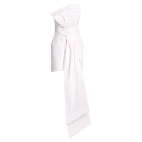 NWT ALEXIA MARIA Estelle Front-drape Silk Mini Sheath Dress In White Size 0 $795 - Picture 1 of 7